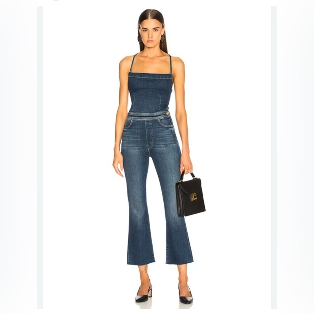 RARE Mother The Tie Back Hustler Ankle Fray Jumpsuit Pardon My French Size 26 - Picture 3 of 11